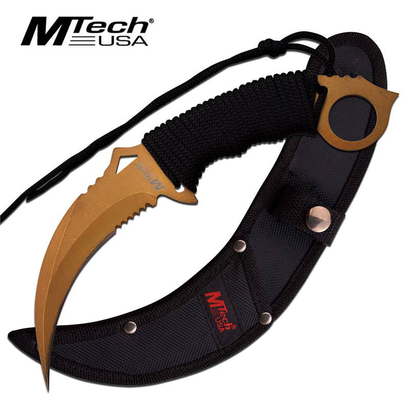 Fixed Blade Combat Karambit Partial Serrated Knife With Paracord Handle - Tophatter's Army Products & Self Defense Collectible Weapons - Tophatter Daily Deals